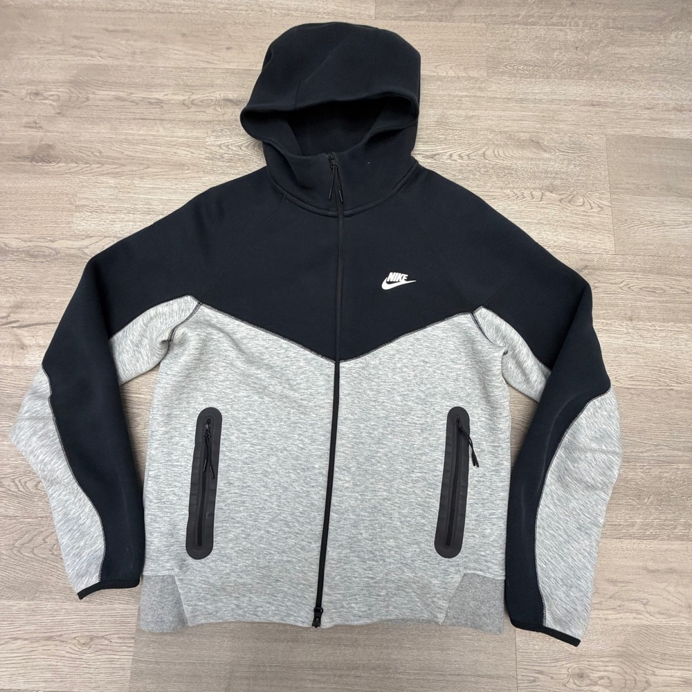 Nike Tech Fleece Windrunner Hoodie Mens M Black Grey Full Zip FB7921-064